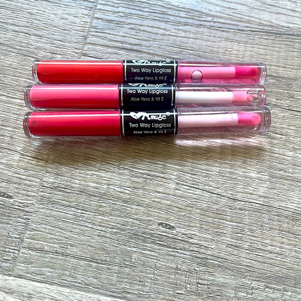 Set of 3 Amuse Pink Red Lipgloss Set